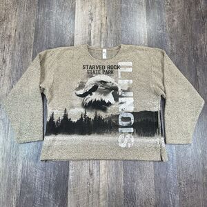 Illinois Starved Rock AOP Wrap Around‎ Graphic Eagle Woods Biege Sweater Size S